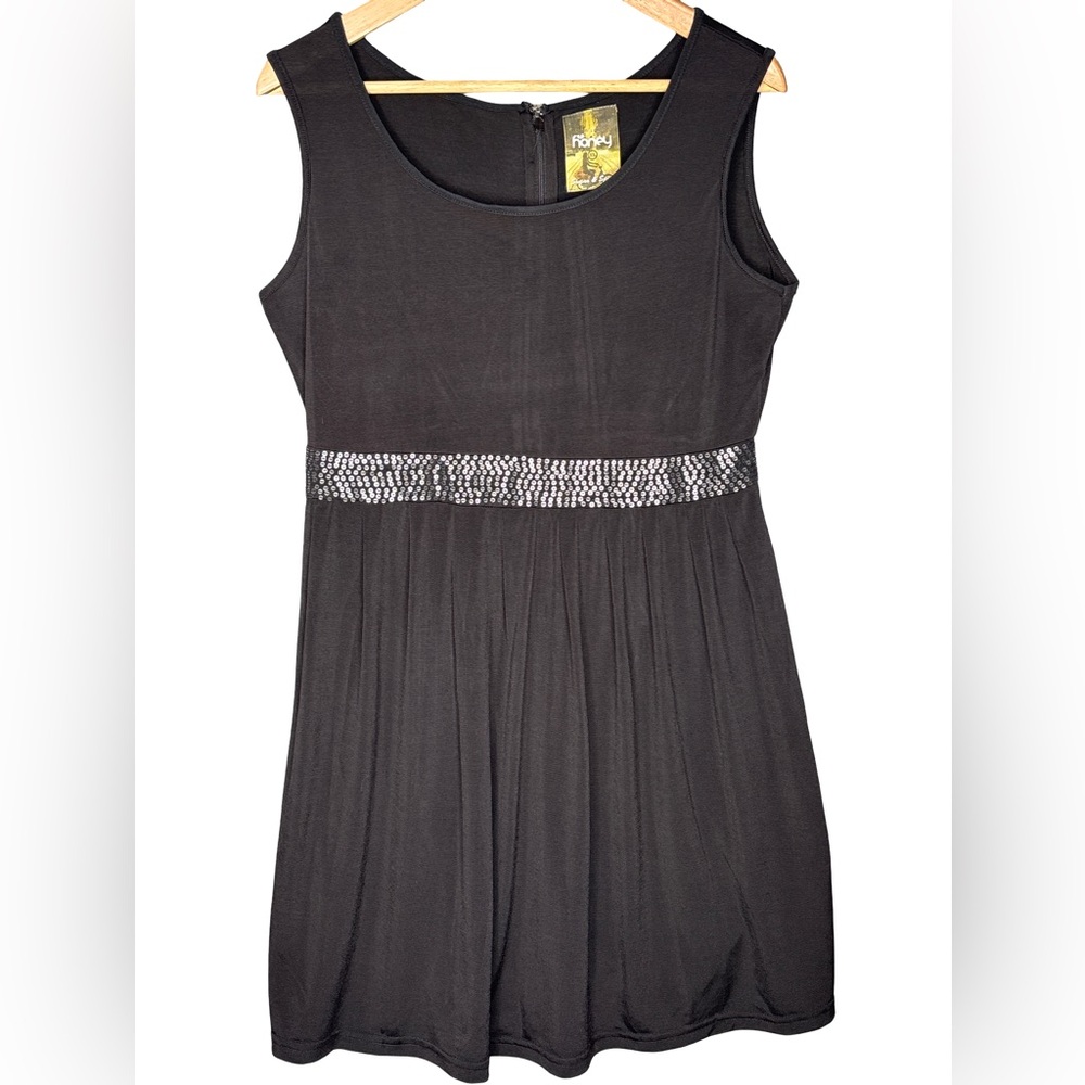 Sequin Black Mini Dress Sleeveless XL